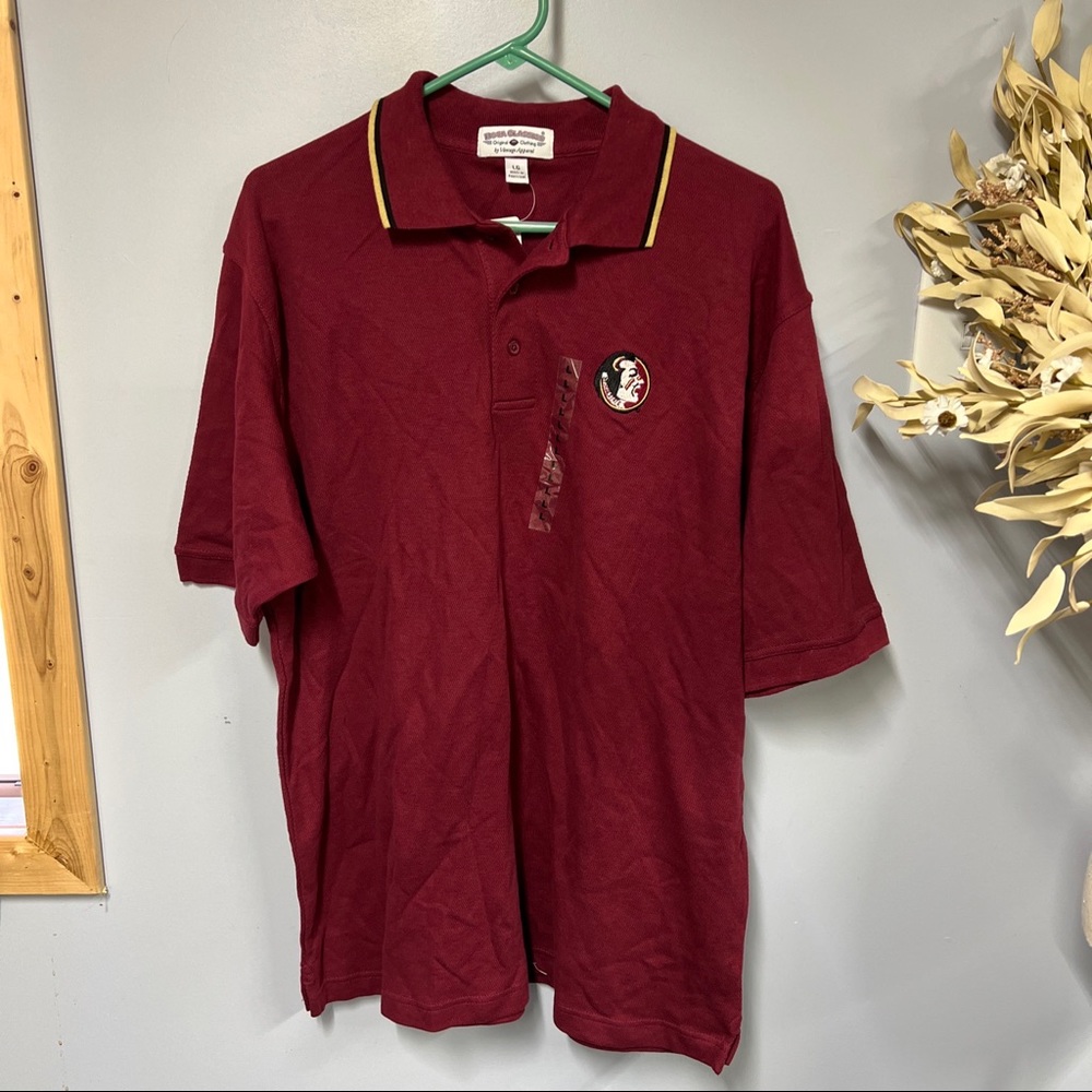 Vintage Boca Classics FSU Mens Lg  Polo Shirt Florida State Seminoles Cotton NWT